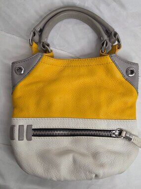 OrYANY Shoulder Bag  Purse Tri-Color Leather Designer carry bag  yellow white  m
